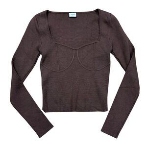 Abercrombie & Fitch Slim Corset Top Brown Long Sleeve Knit S
